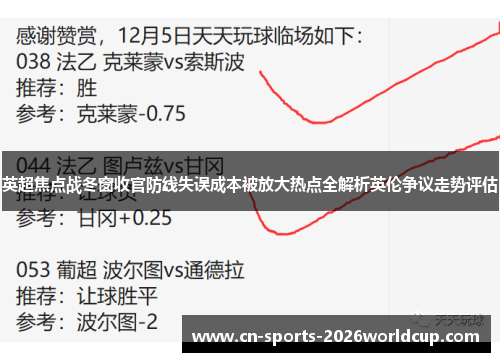 英超焦点战冬窗收官防线失误成本被放大热点全解析英伦争议走势评估
